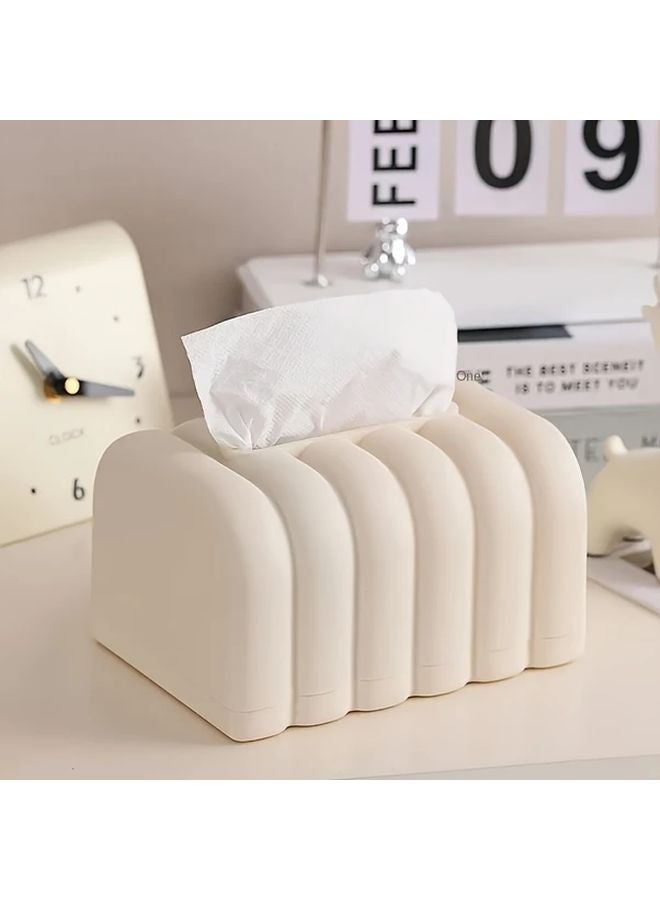 حامل علبة المناديث على شكل خبز البيج مصنوع من البولي بروبيلين المتين وسهل الاستخدام لديكور غرفة المعيشة والمطعم - Image 1