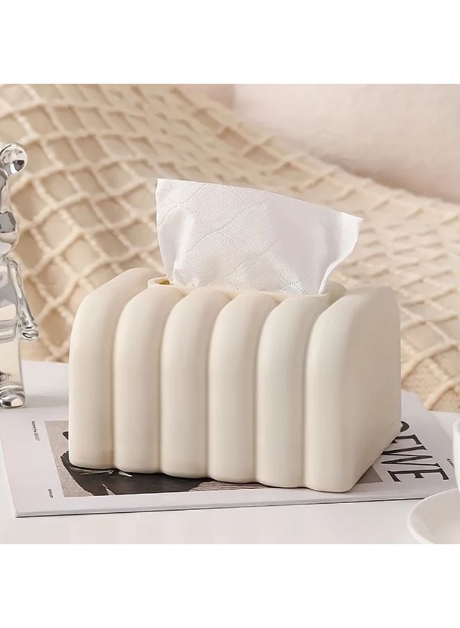 حامل علبة المناديث على شكل خبز البيج مصنوع من البولي بروبيلين المتين وسهل الاستخدام لديكور غرفة المعيشة والمطعم - Image 3
