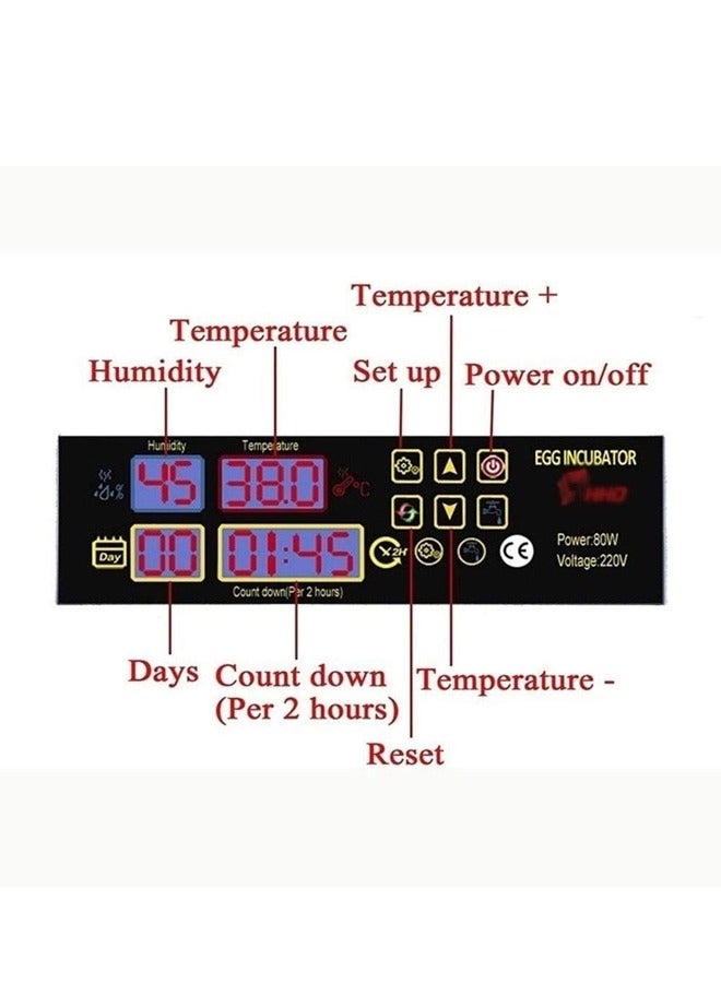 Generic 48 Egg Incubator, Automatic Turning Digital Chicken Egg Hatcher, Temperature and Humidity Control with Digital Display for Hatching Chickens Ducks Goose and etc..  - Image 2