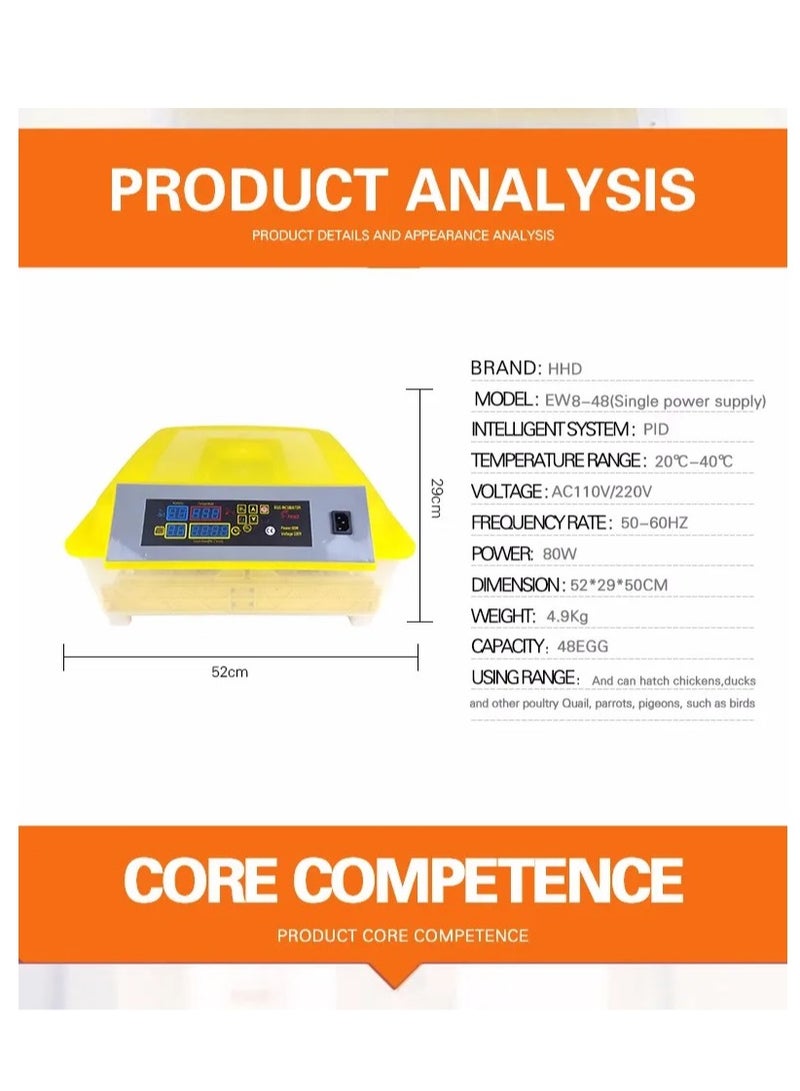Generic 48 Egg Incubator, Automatic Turning Digital Chicken Egg Hatcher, Temperature and Humidity Control with Digital Display for Hatching Chickens Ducks Goose and etc..  - Image 4