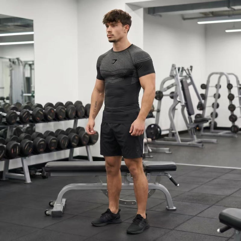GYMSHARK/ONYX5 Men's Athletic T-Shirt Quick-Dry Breathable Stretch Crew Neck Short Sleeve Fitted Training Top - Image 3
