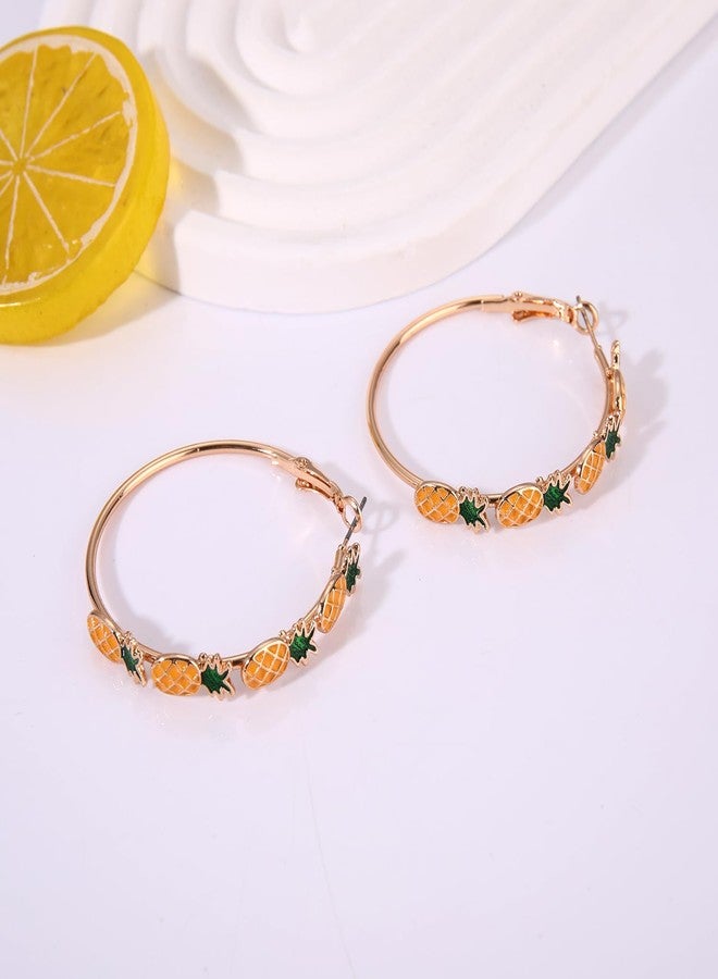 CEALXHENY Fruit Earrings for Women Strawberry Pineapple Watermelon Cherry Hoop Earrings Summer Beach Tropical Jewelry Gifts (Style B) - Image 5