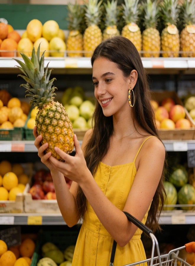 CEALXHENY Fruit Earrings for Women Strawberry Pineapple Watermelon Cherry Hoop Earrings Summer Beach Tropical Jewelry Gifts (Style B) - Image 2