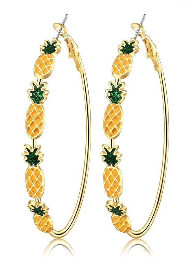 CEALXHENY Fruit Earrings for Women Strawberry Pineapple Watermelon Cherry Hoop Earrings Summer Beach Tropical Jewelry Gifts (Style B) - Image 1