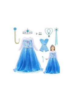 Home Smart Home Smart Princess Elsa Queen Costume with Accessories for Girls Beautiful Dress Up for Party Favor or Any Special Occasion  - Image 1