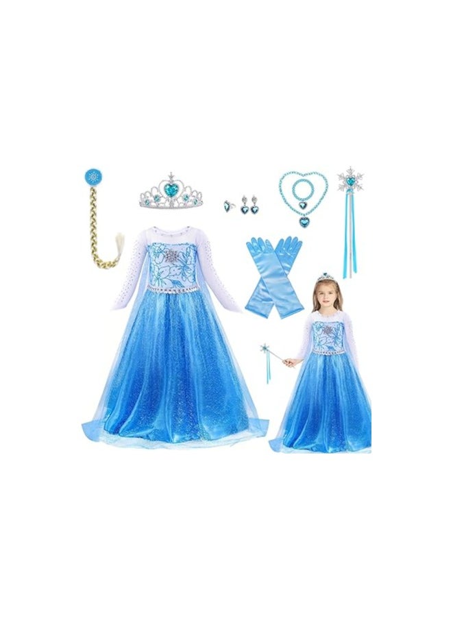 Home Smart Home Smart Snow Queen Costume with Accessories for Girls Beautiful Dress Up for Party Favor or Any Special Occasion  - Image 1