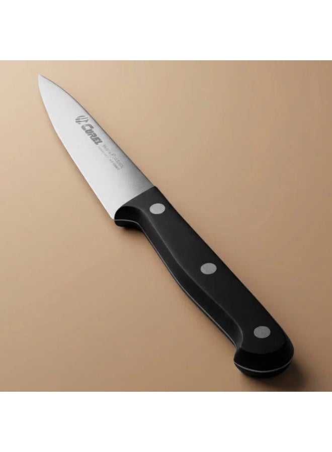 Curel steel peeling knife, 10 cm, black-silver handle - Image 1