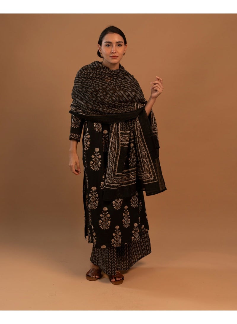 zaha dxb Black Palazzo Salwar Kameez Set for Women | Cotton Ethnic Wear - Image 1