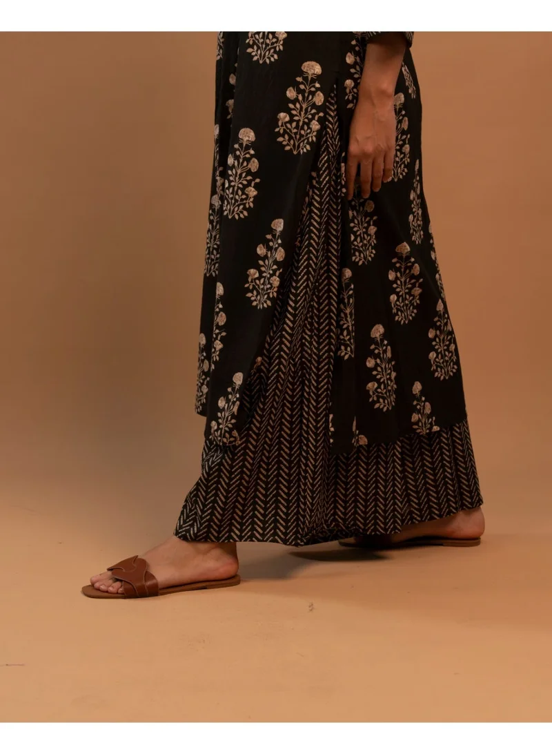 Zaha Dxb  Black Palazzo Salwar Kameez Set for Women | Cotton Ethnic Wear for Women | Best Price UAE
