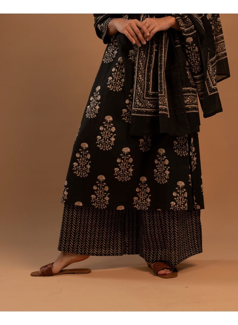 zaha dxb Black Palazzo Salwar Kameez Set for Women | Cotton Ethnic Wear - Image 5