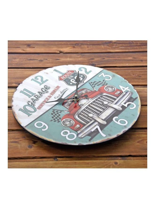 نيبمينينت ساعة حائط صامتة برسمة سيارة وبدون إطار أخضر/أبيض/أحمر 35x35سم - Image 4