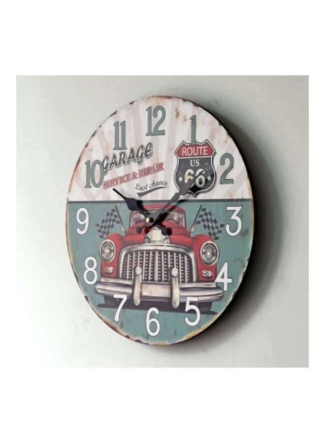 نيبمينينت ساعة حائط صامتة برسمة سيارة وبدون إطار أخضر/أبيض/أحمر 35x35سم - Image 3