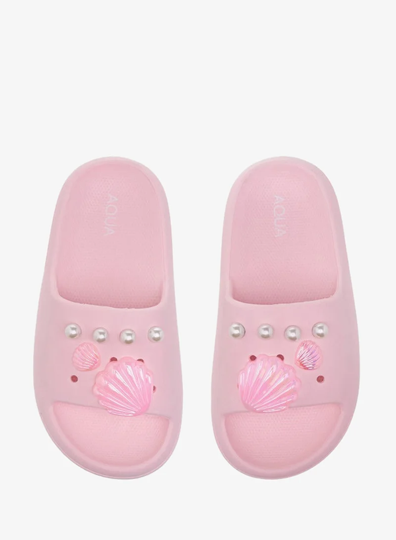 Aqua Girls Pearl Embellished Slip-On Slides