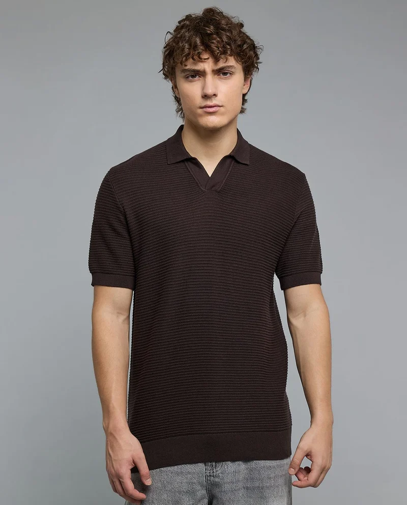 R&B Solid Polo T-Shirt with Short Sleeves