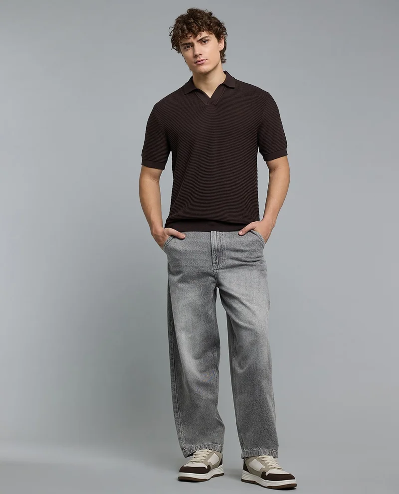 R&B Solid Polo T-Shirt with Short Sleeves