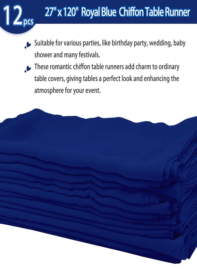 Fivenl 12 Pack Chiffon Table Runner - Royal Blue Sheer, Romantic Style for Wedding, Birthday, Party & Baby Shower Decoration (27" x 120") - Image 2