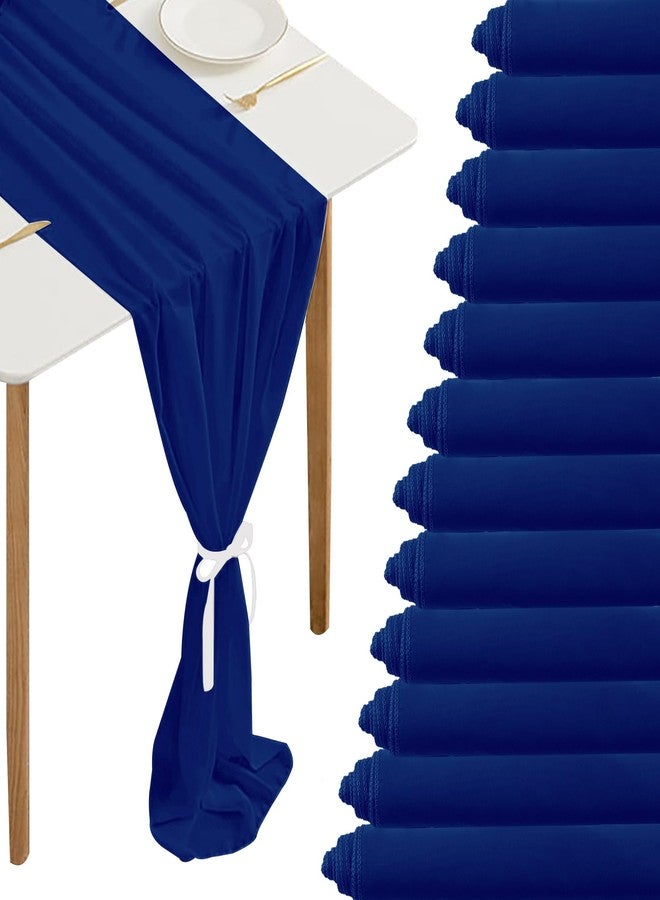 Fivenl 12 Pack Chiffon Table Runner - Royal Blue Sheer, Romantic Style for Wedding, Birthday, Party & Baby Shower Decoration (27" x 120") - Image 1