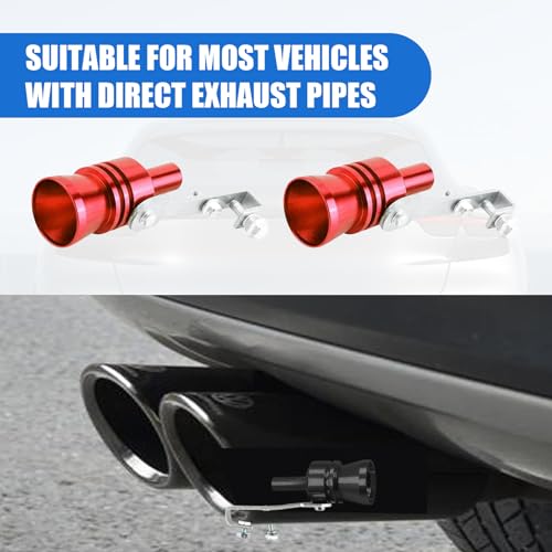 ijuicy 2 PCS Car Turbo Whistle, Exhaust Muffler Pipe Whistle, Turbo Sound Whistle Exhaust Muffler, Aluminum Car Turbo Sound Simulator, Universal Modification Accessories for Most Cars (Red #M) - Image 3