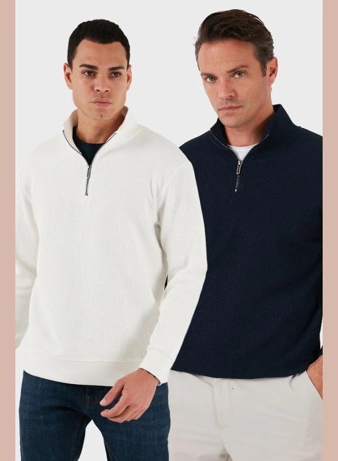 Buratti Buratti Cotton Regular Fit Half Zipper Stand Collar 2-Pack Sweat Men's SWEAT 5905716S2