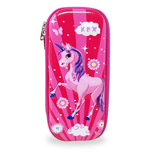 PARTEET Multipurpose Stylish Large Capacity Hardtop Eva Pencil Case Organizer, Pen Holder Pouch for Kids (Blue Space) (Unicorn Pouch) - Image 1