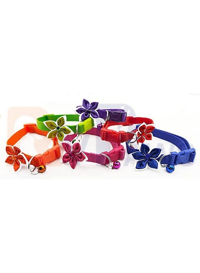 إسكدنيا طوق كلب مقاس 15 مم مع ربطة عنق جرسية لطيفة للسلامة، طوق قطط قابل للتعديل بتصميم زهرة للجراء والكلاب الصغيرة (صغير، أرجواني) - Image 4