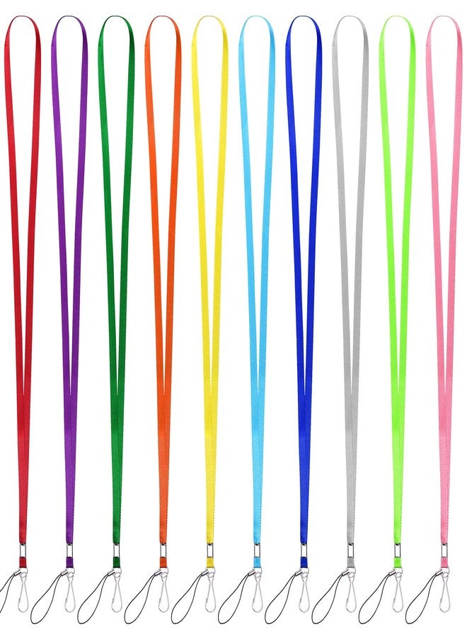 ويزدوم برو مجموعة Wisdompro المكونة من 20 قطعة من حبال العنق المصنوعة من النايلون الملون بطول 17 بوصة، مزودة بمشبك على شكل حرف J وحلقة معدنية، لحمل ذاكرة فلاش USB، والمفاتيح، وبطاقات الهوية، وبطاقات الأسماء - 10 ألوان متنوعة - Image 2