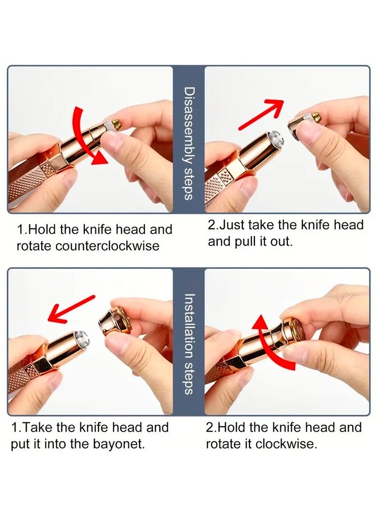 ماكينة إزالة الشعر والحلاقة 4 في 1 لكامل الجسم للنساء، قابلة لإعادة الشحن لإزالة الشعر بدون ألم، ماكينة تشذيب كهربائية للحواجب والأنف والجسم مع سرعة قابلة للتعديل، إضاءة LED، لون ذهبي وردي - Image 5