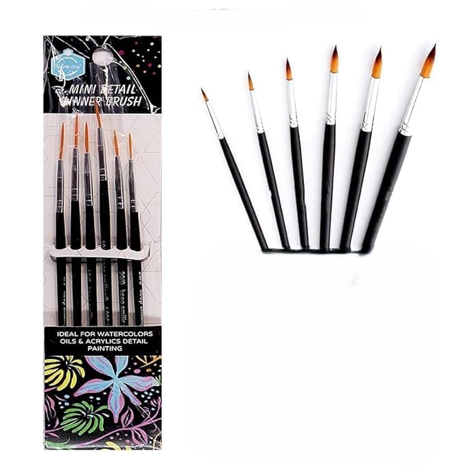 M.F.H 43x38 cm Silicone Craft Painting Mat for Kids, Multipurpose with Colour Kit, Cleaning Cup and Professional Painting Brush Set (Mini Detail Liner Brush 6Pc) (Pack of 2) Combo  - Image 5
