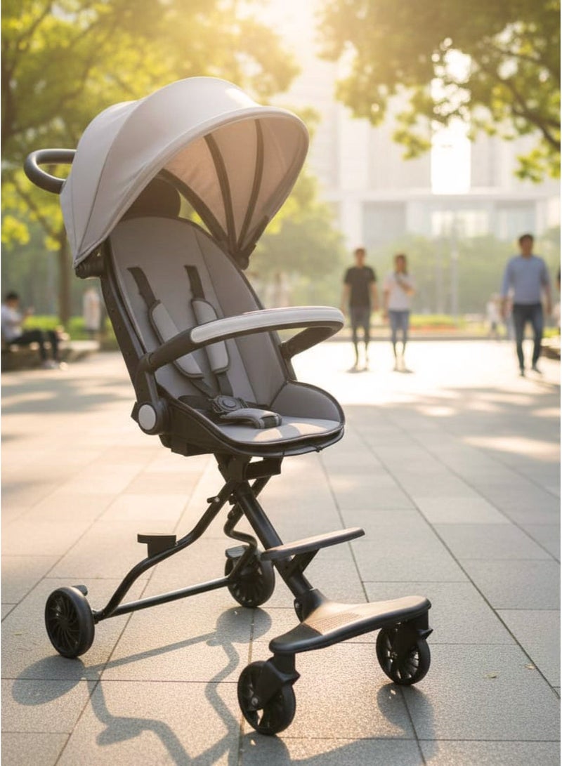 Exotic Lightweight and Compact Baby Stroller, Foldable Baby Stroller, Foldable Travel Stroller for Airplane, Adjustable Backrest, Footrest with Comfortable Seat, Safety Harness, Sun Canopy, and Push Handle for Babies - Image 2