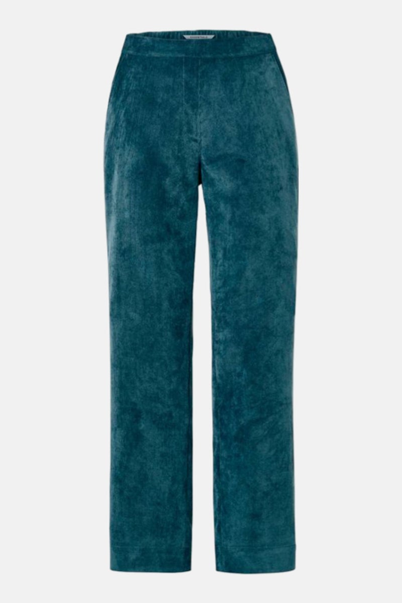 Tchibo سروال نسائي بقصة عادية، ضيق مع أرجل واسعة، لون مريمي داكن - Image 2