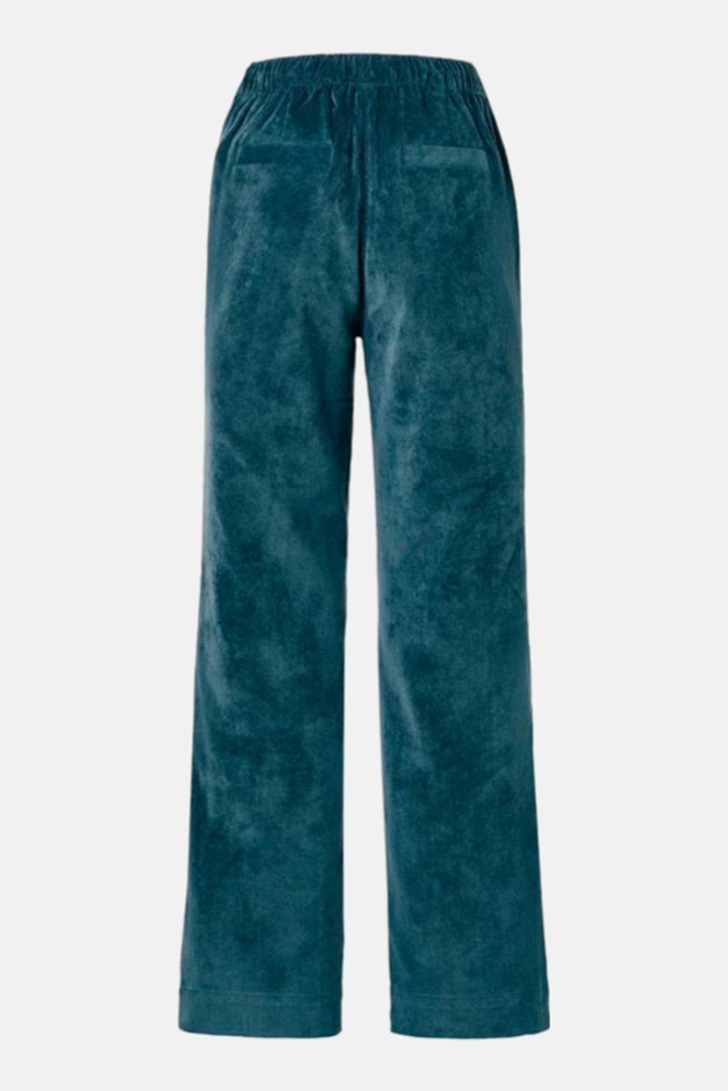 Tchibo سروال نسائي بقصة عادية، ضيق مع أرجل واسعة، لون مريمي داكن - Image 3