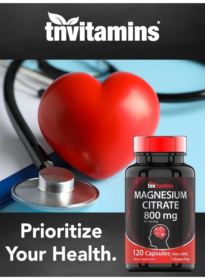 TNVitamins Magnesium Citrate 800 MG - 120 Capsules | Two Month Supply! | Pure Magnesium Citrate Powder Capsules | Citrato De Magnesio | Non-GMO | Produced in The USA! - Image 4