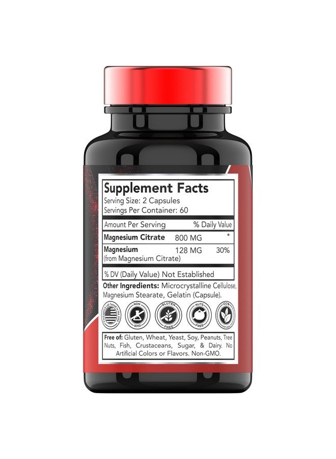 TNVitamins Magnesium Citrate 800 MG - 120 Capsules | Two Month Supply! | Pure Magnesium Citrate Powder Capsules | Citrato De Magnesio | Non-GMO | Produced in The USA! - Image 2