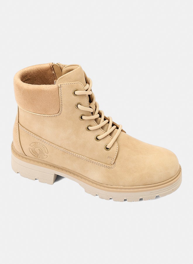 ديجافو حذاء GER-DVTX-012 حذاء ثلجي بيج من جلد الكاحل للنساء - Image 1