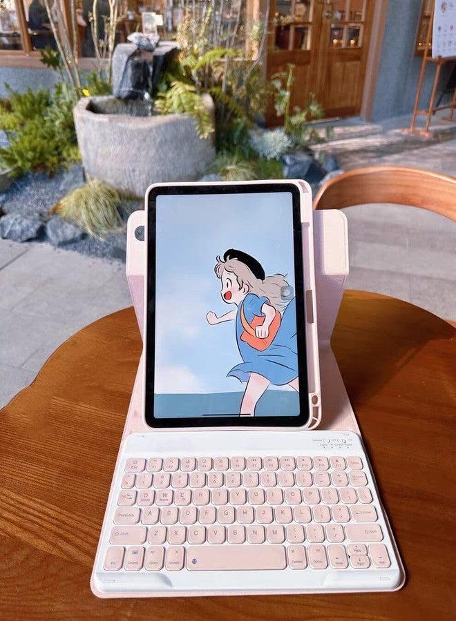 AnMengXinLing جراب لوحة مفاتيح عمودي من AnMengXinLing لجهاز iPad Air 11 بوصة M3 (2025)/M2 (2024)/Air الجيل الخامس/Air الجيل الرابع/Pro 11 (الجيل الرابع/الثالث/الثاني/الأول)، جراب شفاف قابل للدوران 360 درجة وقابل للفصل مغناطيسيًا مع لوحة مفاتيح، لون وردي - Image 2