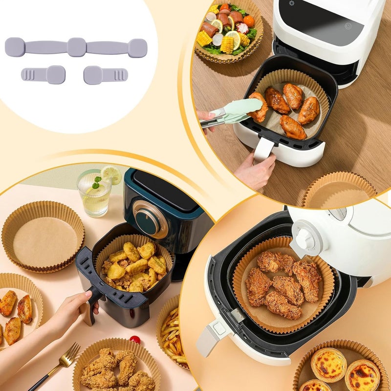 Air Fryer Magnet Silicone Buckle - Magnet Air Fryer Paper Holder Set - Heat-Resistant Kitchen Gadget For Parchment Liner, Prevent Paper to Burn - Image 4