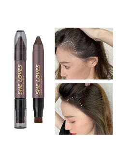 Sheloves Hairline Filler Pen Hair Line Shadow Powder Stick Hair Volumizing Powder Fill In Receding Hairlines Bald Spots Wide Parts Forehead Side Double-Ended Hairline Powder Hair Root Dye (Dark brown)  - Image 1