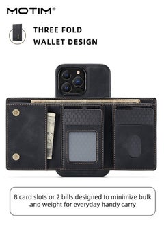 Motim iPhone 15 Pro Max Wallet Case, Premium Leather Case with Shockproof Kickstand, Top Grade Drop Protection Case Cover with Magnetic Detachable Wallet Card Holder Pocket, 6.7 ''  - Image 3