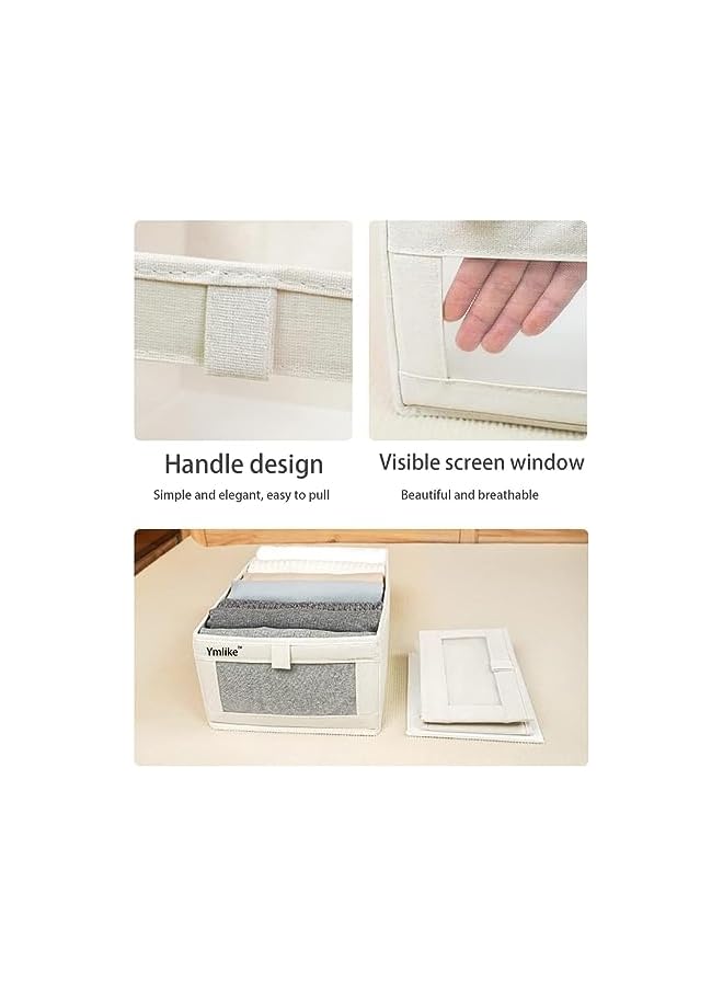Zaboon Clothes Organizer 7 Grids Foldable Drawer Closet Organizers With Mesh Window And Handle Storage Box For Clothing Jeans Bras Leggings Sweaters 2 Pack Beige  - Image 3