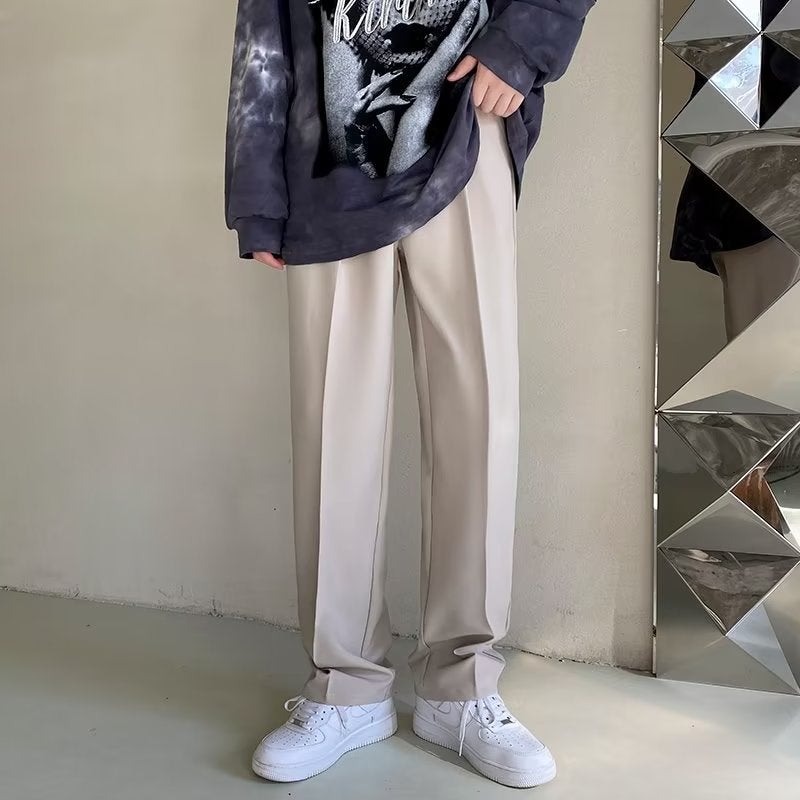Korean Fashion Loose Straight Suit Pants White.  - Image 2