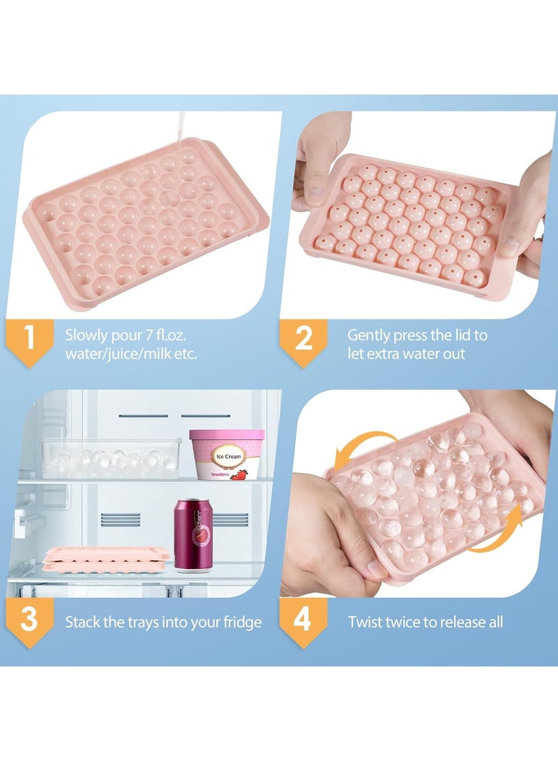 Mmmon Ice Cube Tray with Lid and Bin -Round lce Trays for Freezer with Lid - lce CubeTrays for Freezer with lce Container(pink)  - Image 4