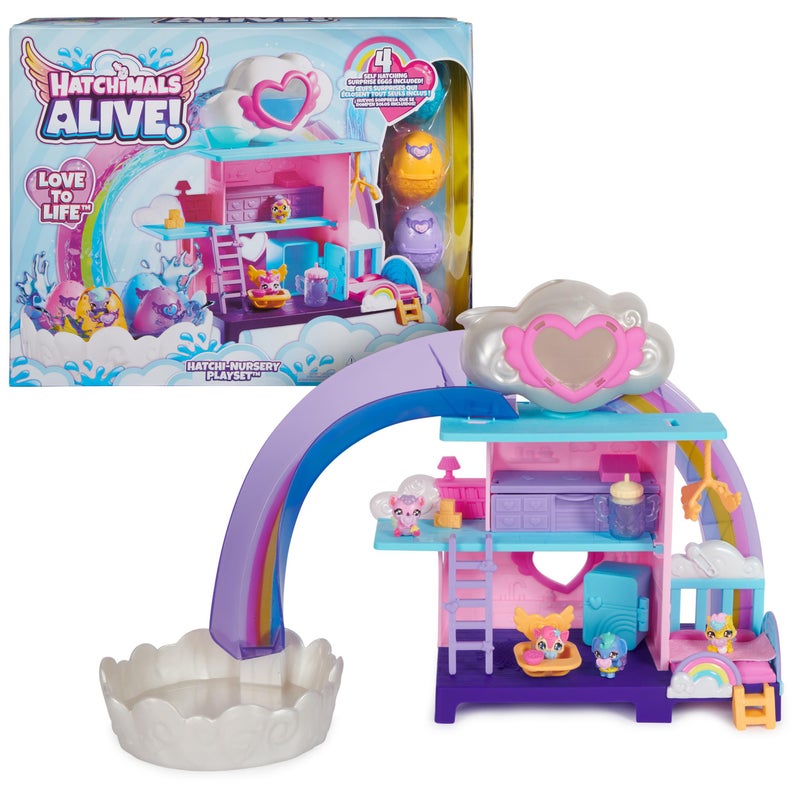 Hatchimals Alive, Hatchi-Nursery Playset Toy with 4 Mini Figures in Self-Hatching Eggs, 13 Accessories, Kids Toys for Girls and Boys Ages 3 and up - Image 1
