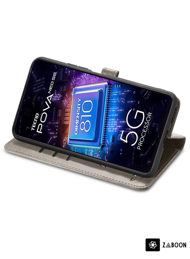 Zaboon Protective Case For Tecno Pova Neo 5G Cat and Dog Embossed Phone Leather - Image 4