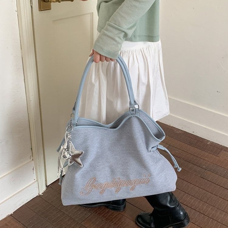 Women's Korean Style Large Capacity Denim Shoulder Tote Bag - Image 1
