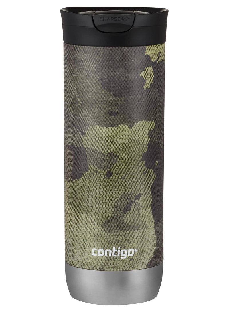 Contigo كوب سفر من كونتيغو هورون مصنوع من الفولاذ المقاوم للصدأ مع غطاء SNAPSEAL، سعة 20 أونصة، تصميم كامو - Image 1