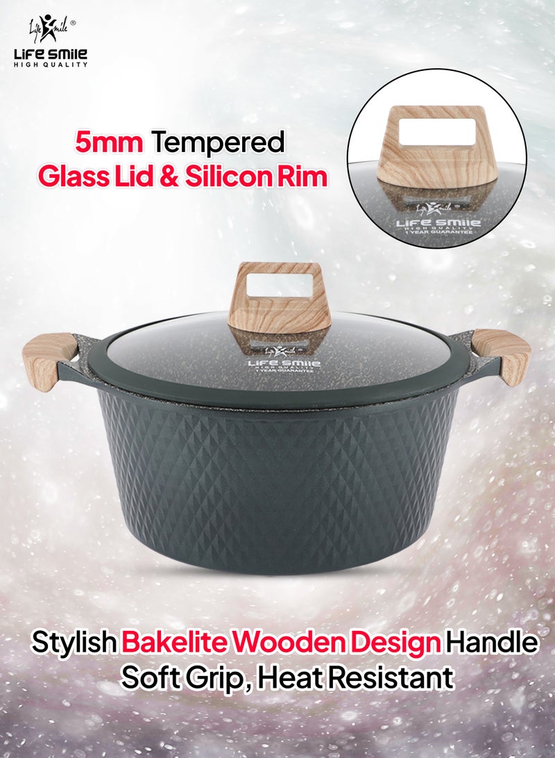 Life Smile Cookware Set 11 pieces - LIFE SMILE Pots and Pans set Granite Non Stick Coating 100% PFOA FREE, Induction Base Cooking Set include Casseroles & Shallow Pot & Silicone Utensils  - Image 5