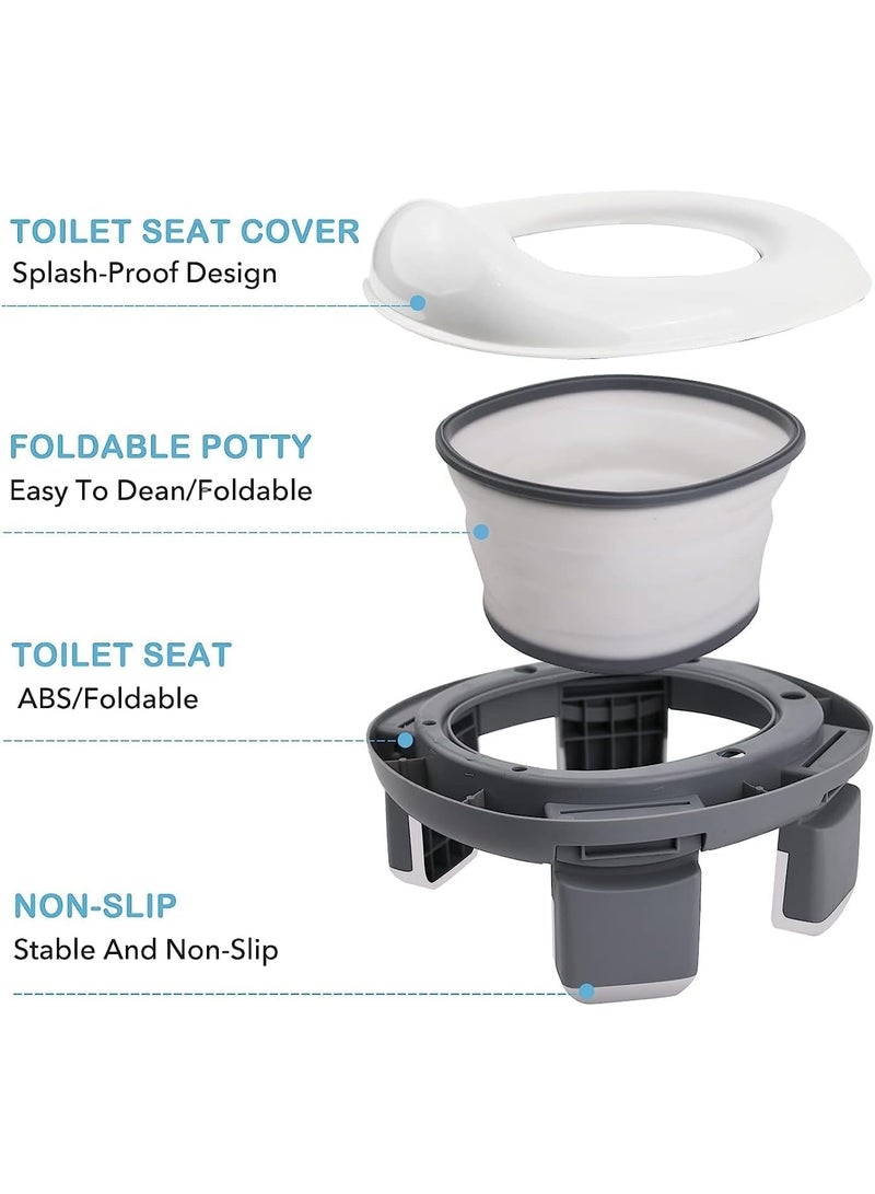 MostNow  Foldable Travel Potty Chair, Portable Potty Training Toilet Seat for Kids with  Storage Bag, Potty Training Toilet  for Toddler Girls and Boys, Easy to Clean (Grey) - Image 2
