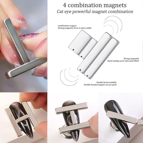THR3E STROKES 5 Pieces Cat Eye Nail Magnet for Magnetic Gel Polish - Wood Stick Design Tool for DIY Home, Salon, Studio (5PCS SET) - Image 2
