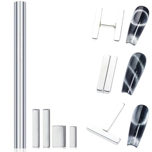 THR3E STROKES 5 Pieces Cat Eye Nail Magnet for Magnetic Gel Polish - Wood Stick Design Tool for DIY Home, Salon, Studio (5PCS SET) - Image 1