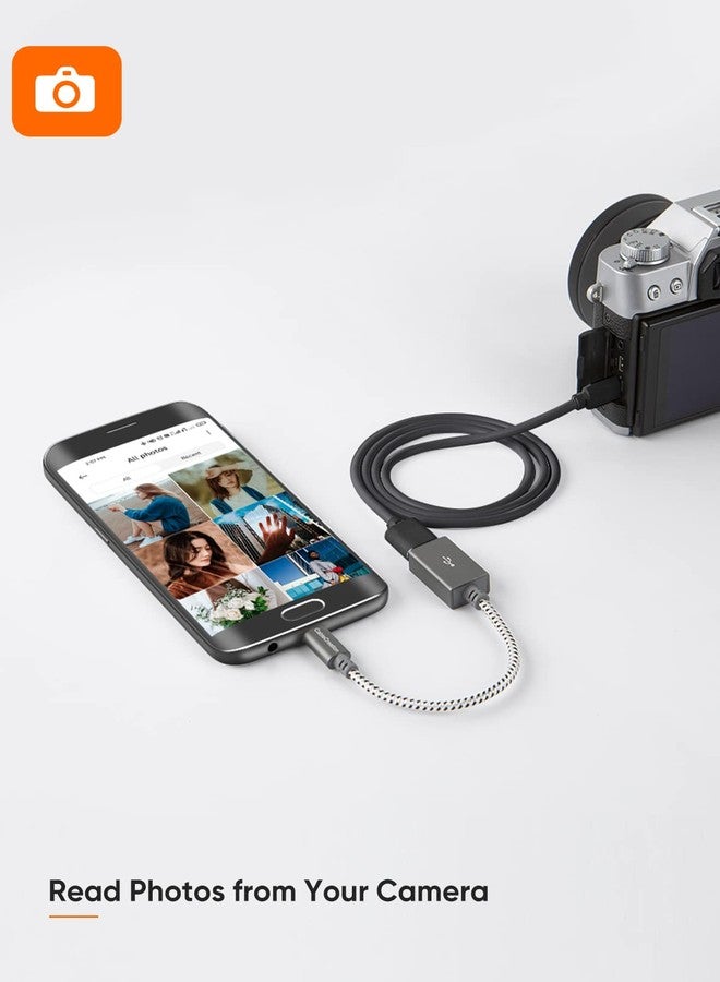 CableCreation 2-Pack Braided OTG Adapter, 0.15m Micro USB Male to USB Female, Smart Phones with OTG Function, 6 Inch/Space Gray - Image 5